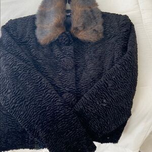 Elegant Black Faux Fur Women's Jacket